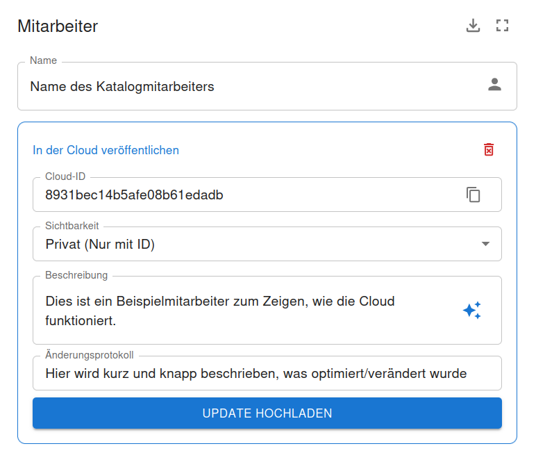 Der Update-Dialog mit Änderungsprotokoll und Update-Button